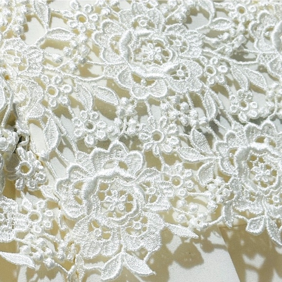 ππΌ URSULA OF SWITZERLAND ULTRA RARE 70s Cream Lace Tan Chiffon Maxi Dress Sz 10 - Picture 3 of 13